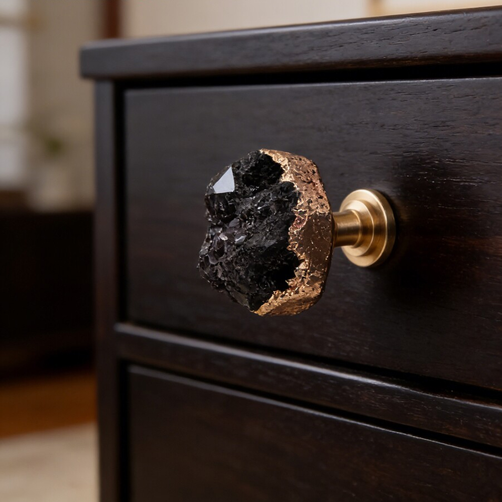 Drawer Pull Gold - Natural White Crystal Tooth Plating Edge