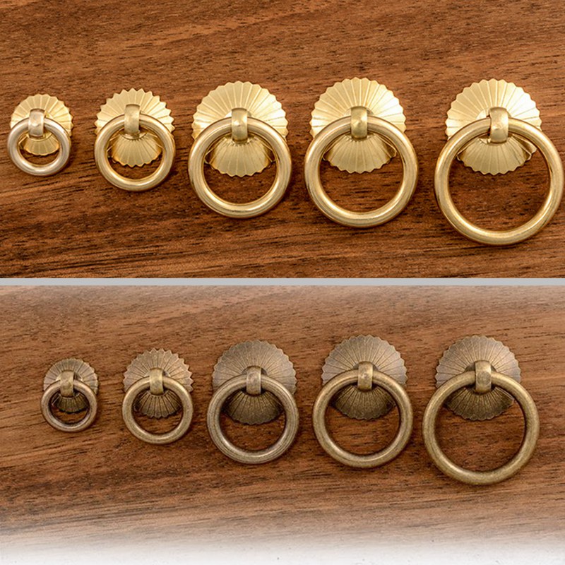 Drawer Pull Gold - Vintage Brass Cabinet Ring Knobs Pulls