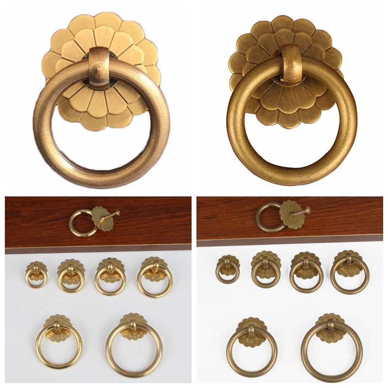 Drawer Pull Gold - Antique Brass Cabinet Ring Knobs Pulls