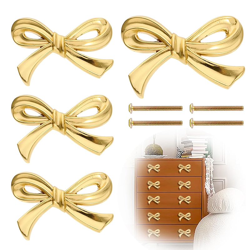 Drawer Pull Gold - 2/4/8Pcs Bow Shape Drawer Knob Gold