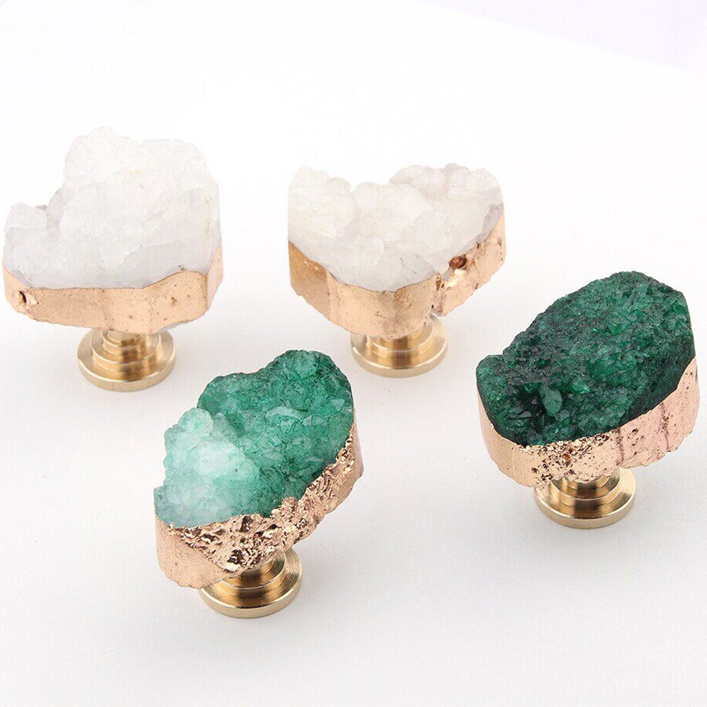 Natural White Crystal Tooth Pl - Drawer Pull Gold ulasan dan harga