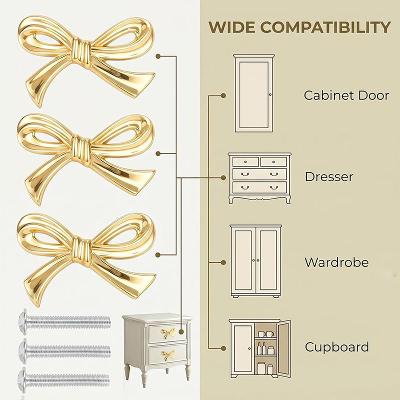 2/4/8Pcs Bow Shape Drawer Knob - Drawer Pull Gold ulasan dan harga
