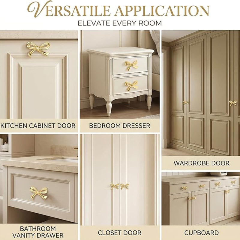 2/4/8Pcs Bow Shape Drawer Knob - Drawer Pull Gold ulasan dan harga